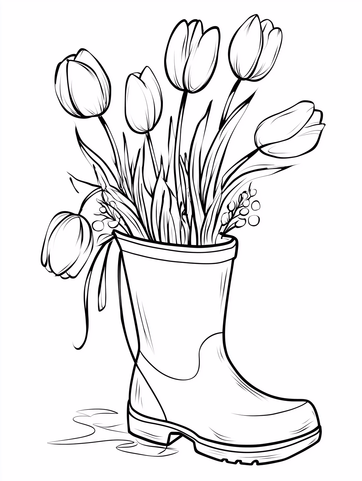 Tulips in Boot Vase