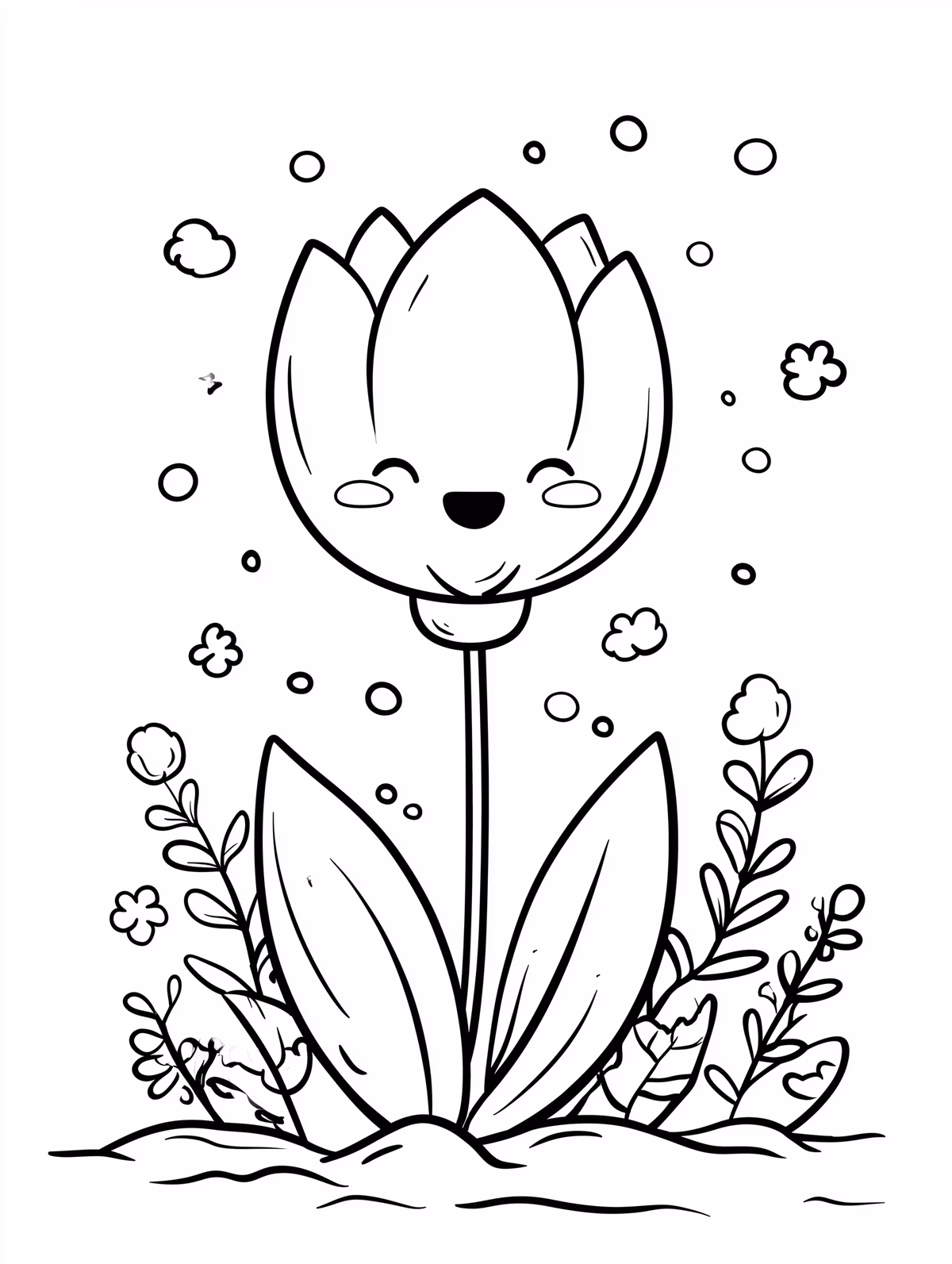 Cute Tulip with Happy Face