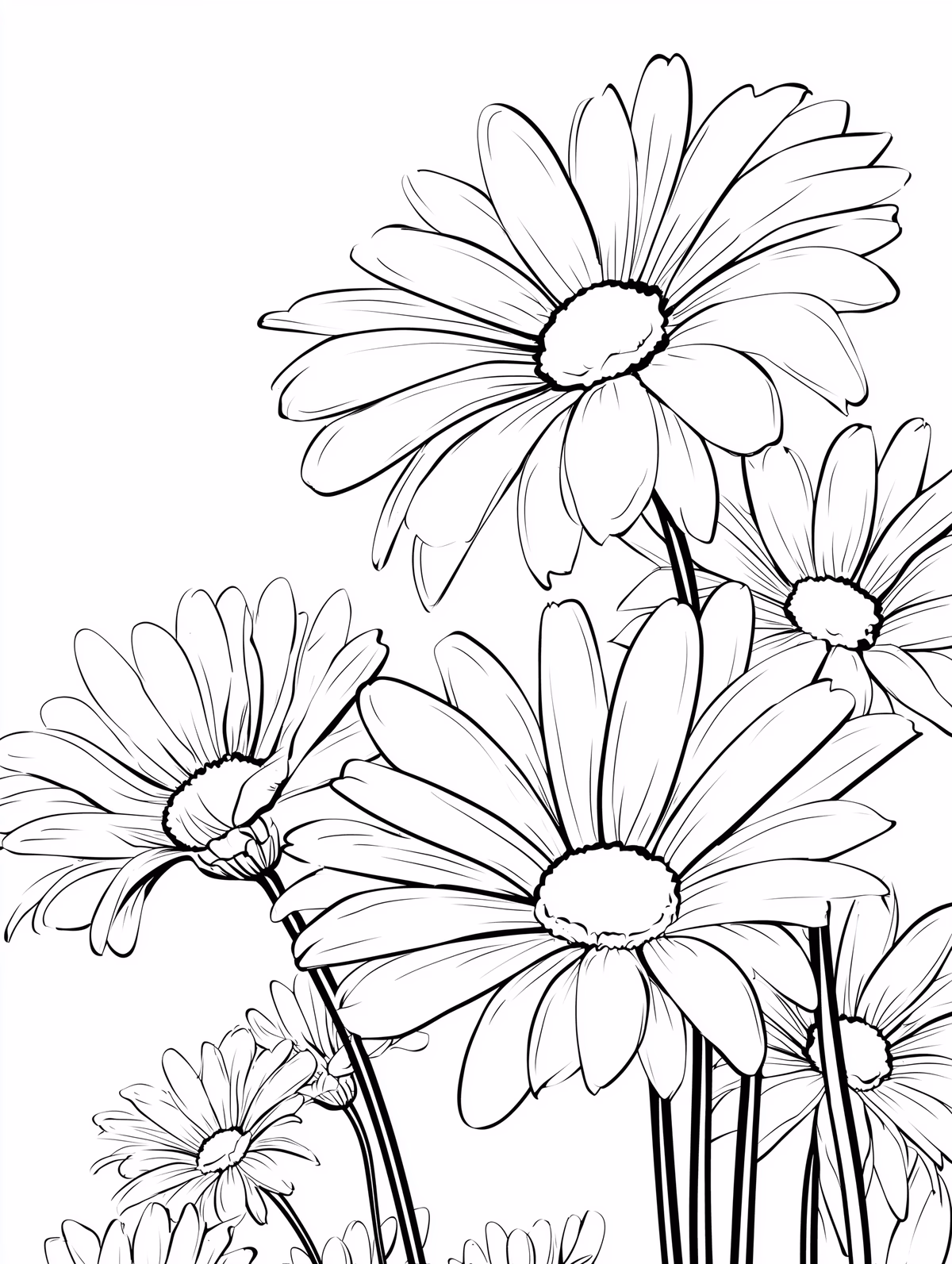 Daisy Bouquet Line Art