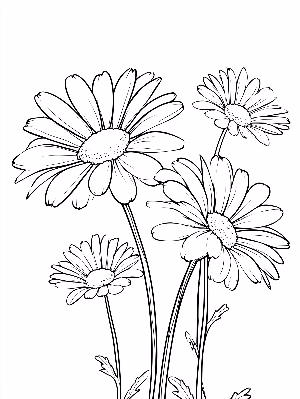 Daisy Bouquet Line Drawing