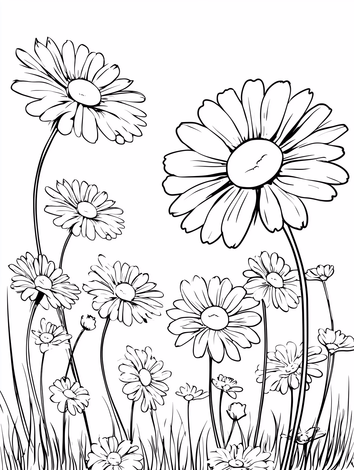 Daisy Field Garden Scene