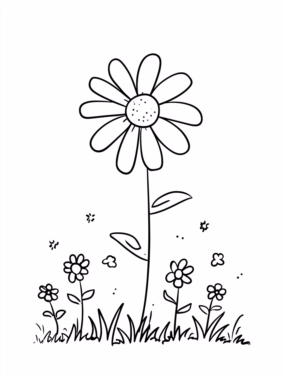 Daisy Flower Garden with Grass