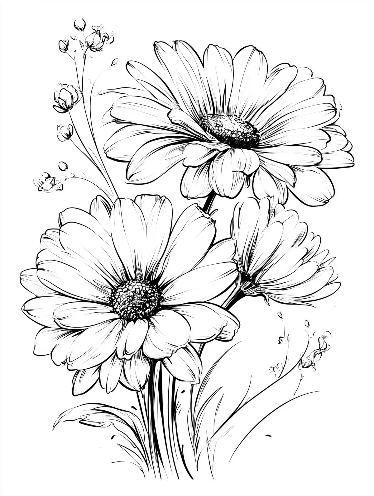Gerbera Daisy Botanical Sketch