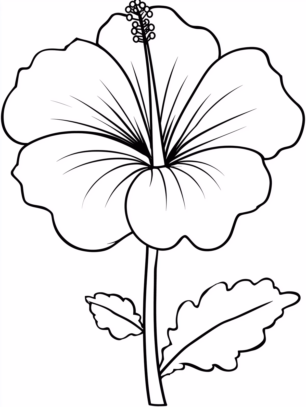Hibiscus Flower Simple Line Art