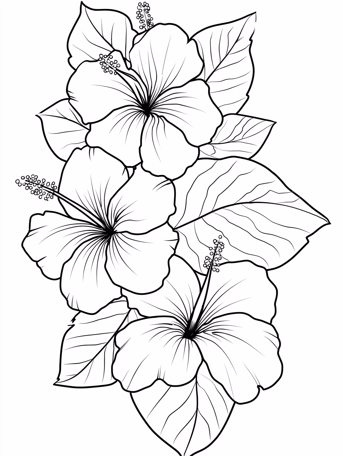 Hibiscus Flowers with Leaves