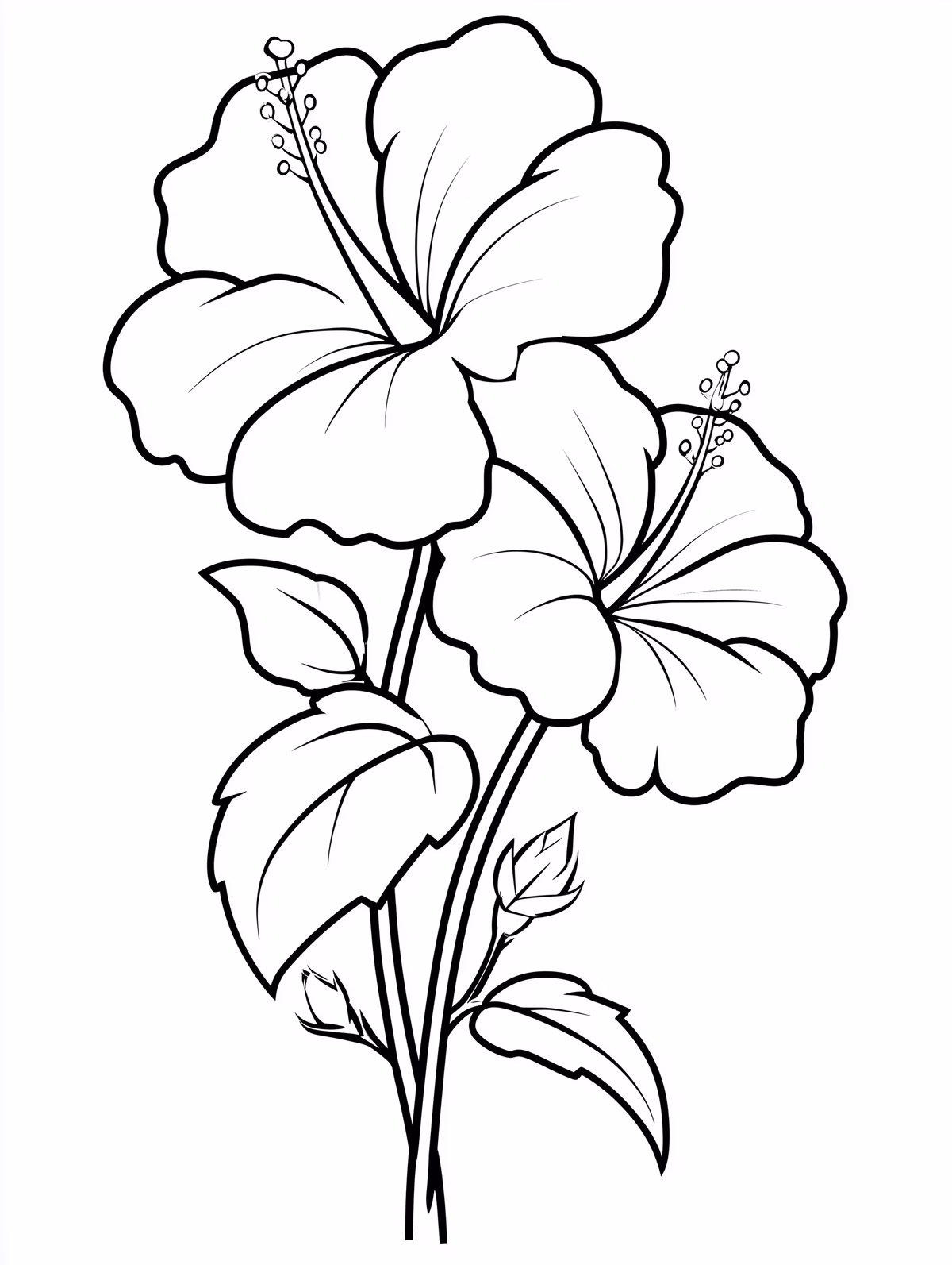 Hibiscus Flowers with Leaves