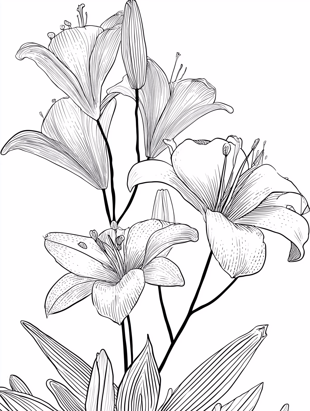Lily Flowers on Branch