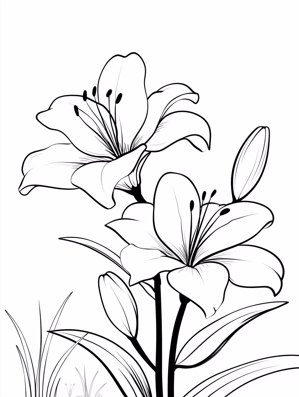 Lily Flowers with Foliage