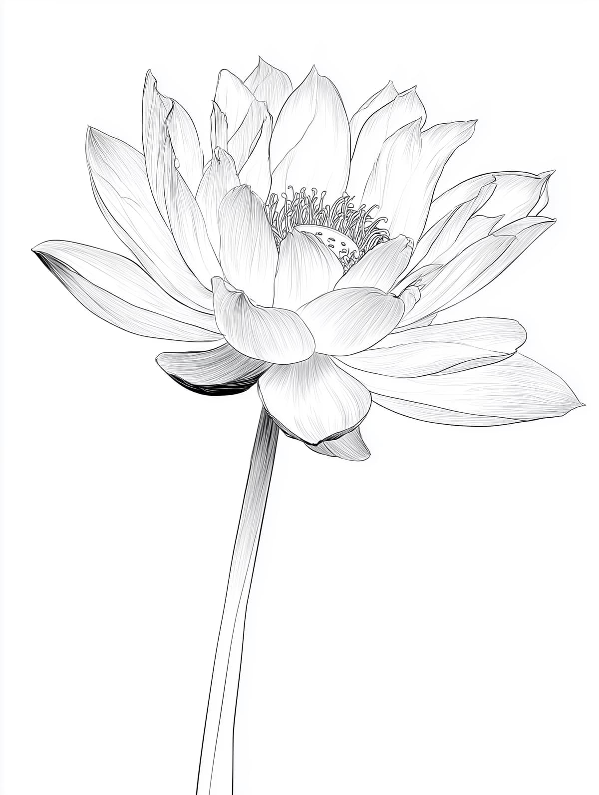 Lotus Flower Detailed Sketch