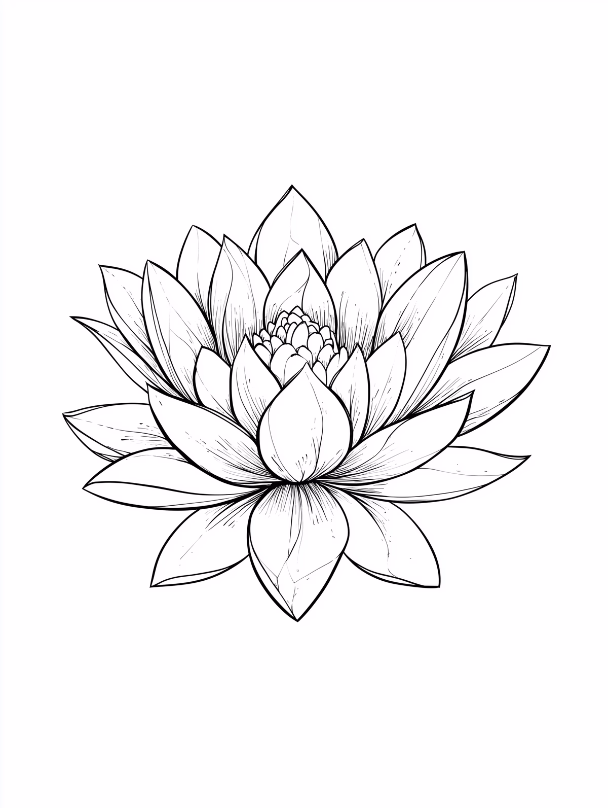 Lotus Flower Detailed Line Art