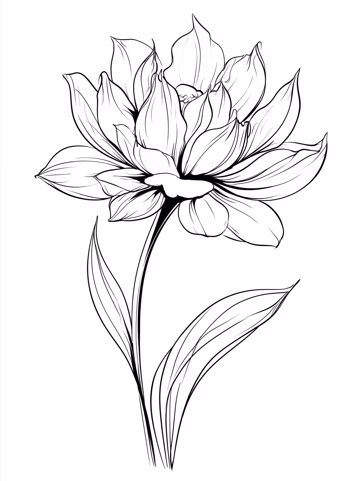 Lotus Flower with Single Stem Coloring Page