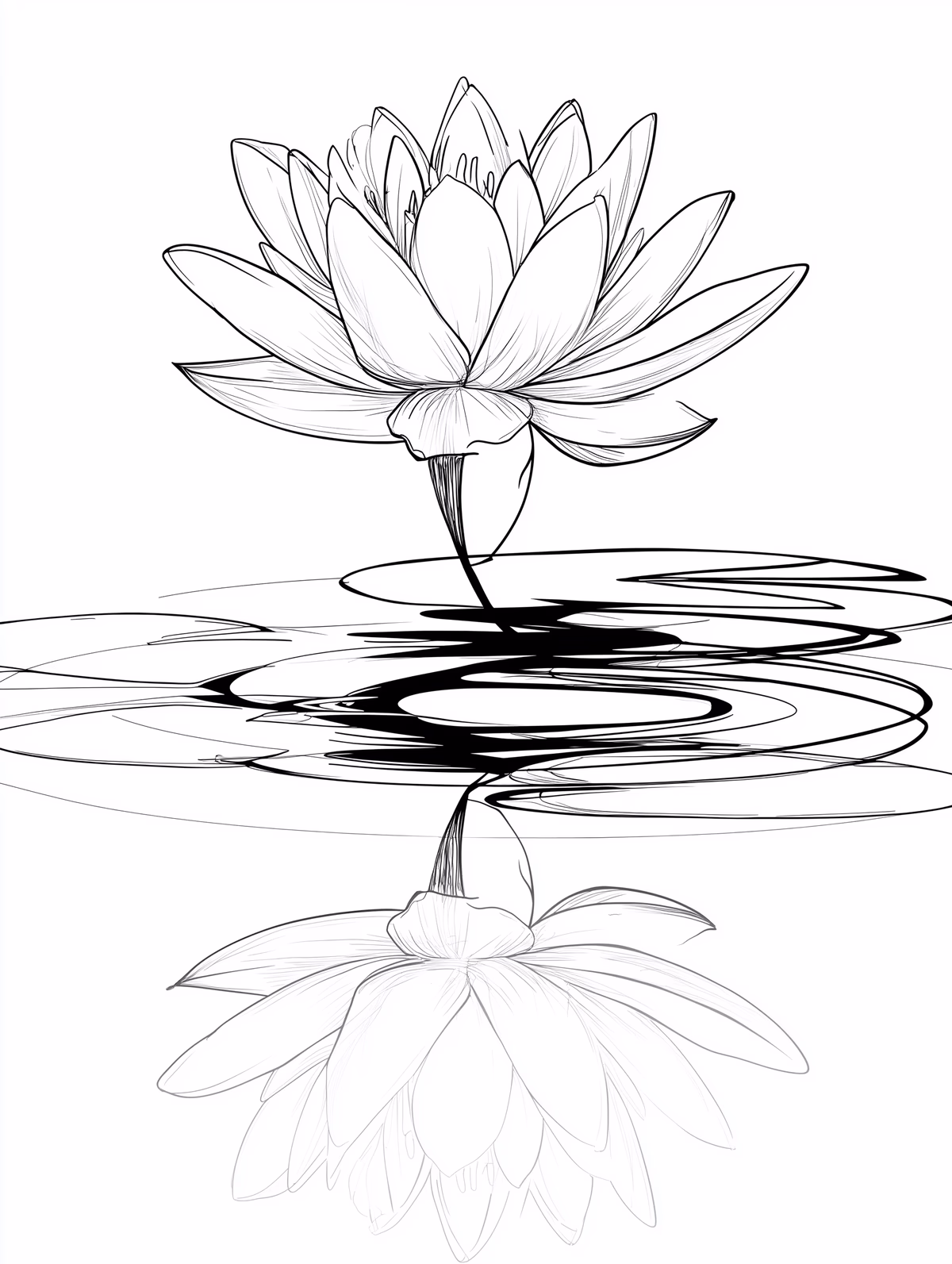 Lotus Flower with Water Reflection