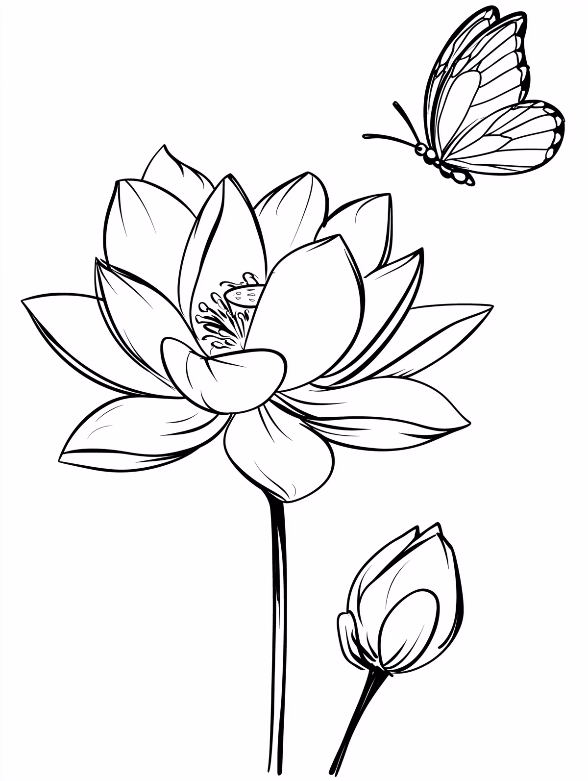 Lotus Flower with Butterfly