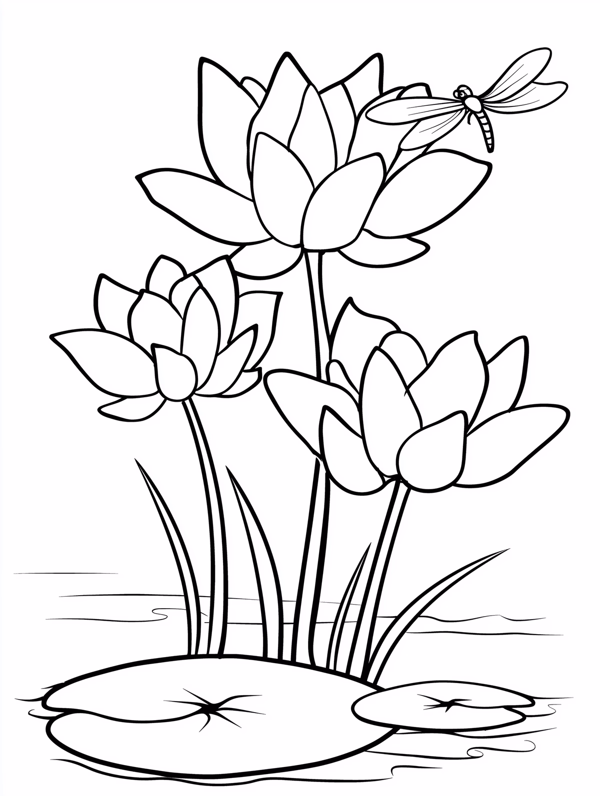 Lotus Flowers with Dragonfly