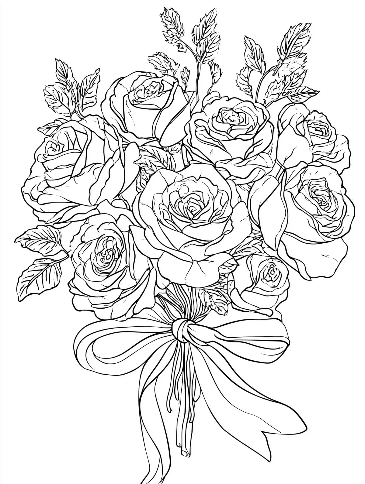 Rose Bouquet with Ribbon