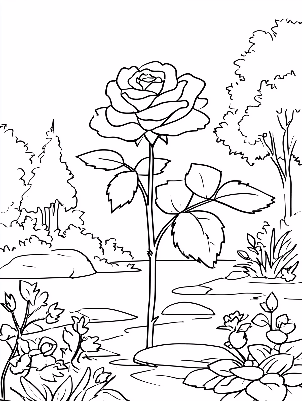 Rose Garden Pond Landscape