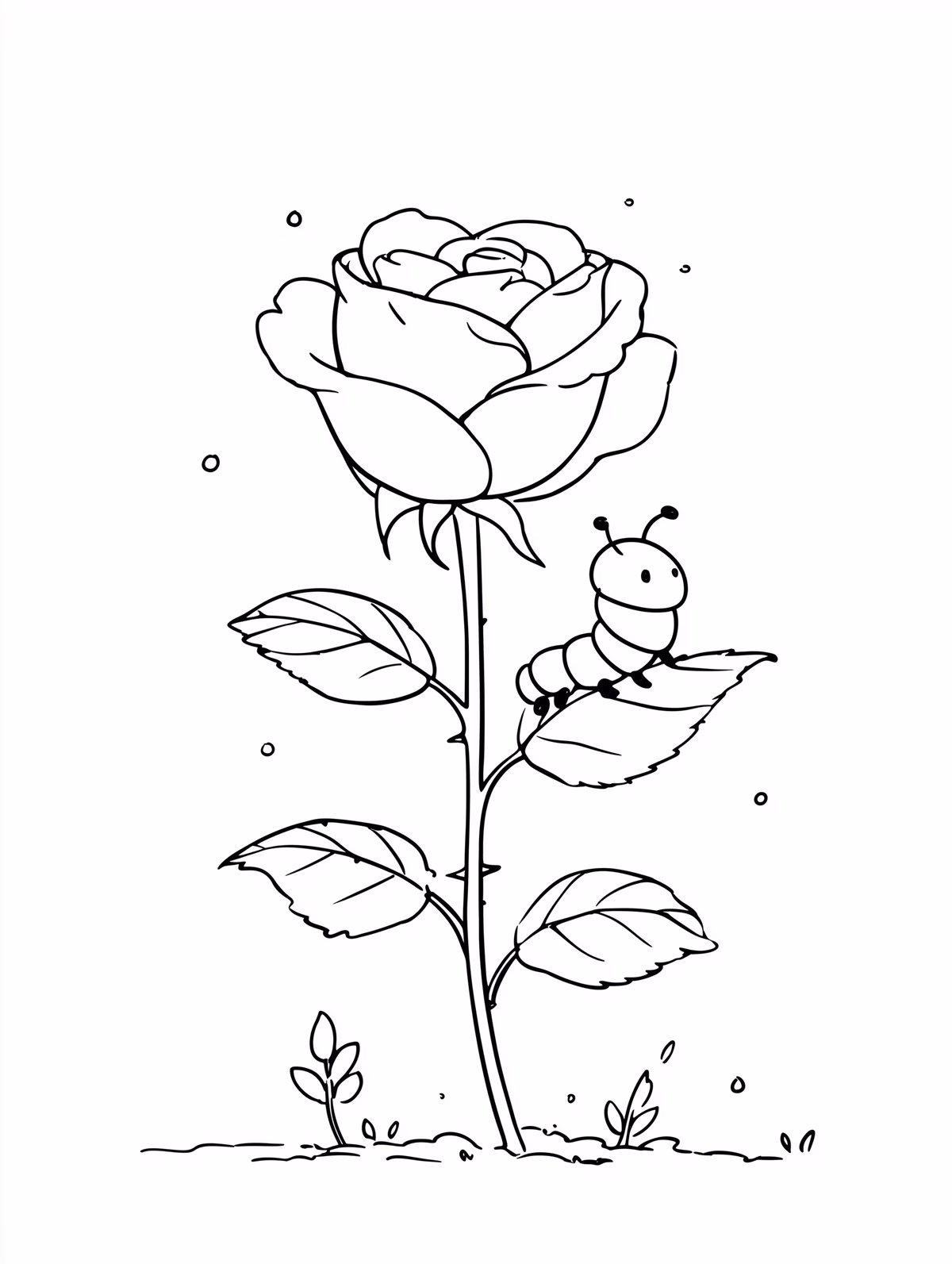 Rose with Caterpillar in the Garden