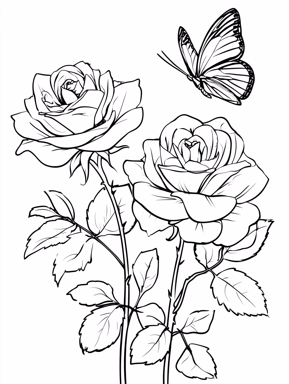 Roses with Butterfly Garden Flowers