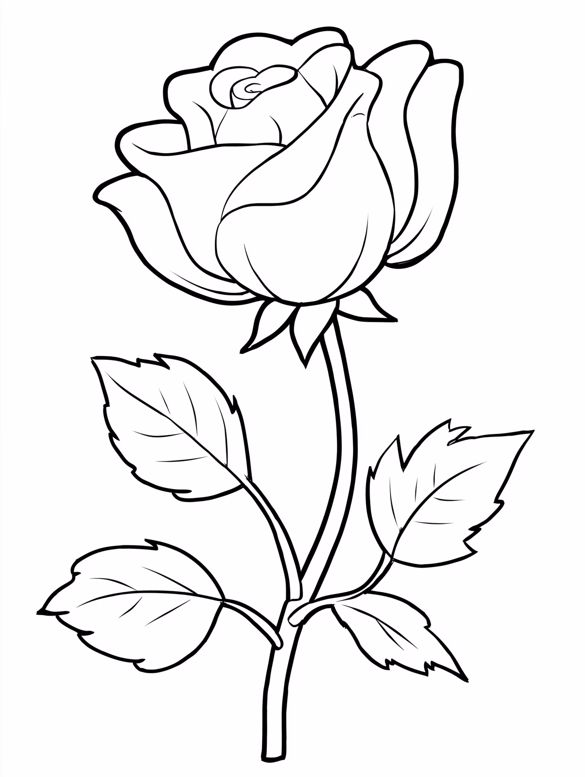 Single Rose with Leaves