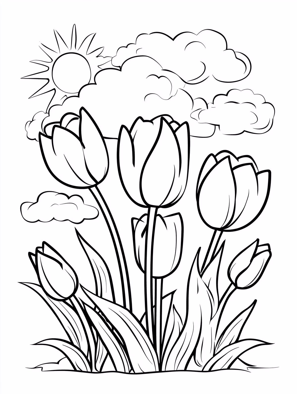 Spring Tulips on a Sunny Day